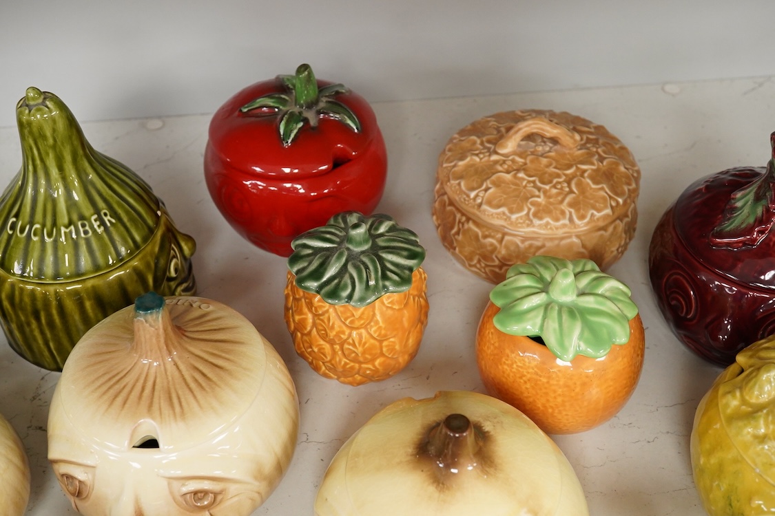 A collection of eighteen Sylvac vegetable pots and table accessories, largest 15cm high
